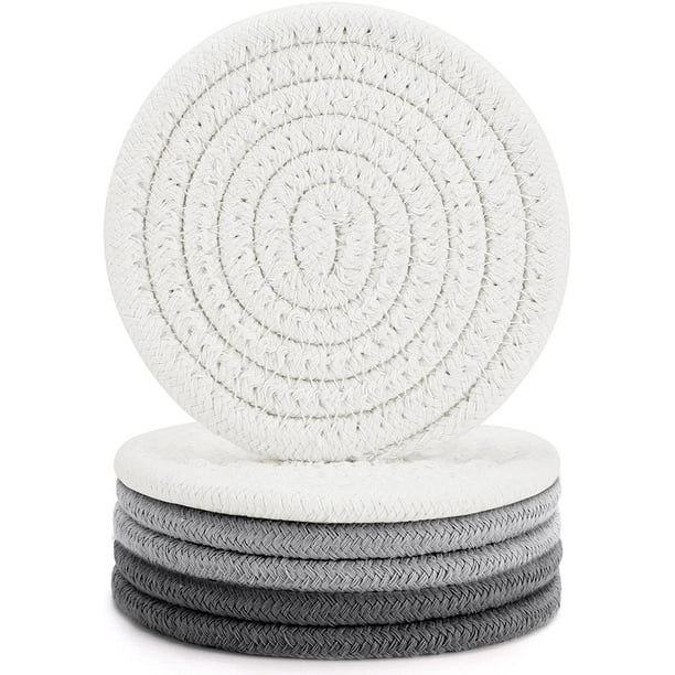 6Pcs Coasters for Drinks 4.3inch 100% Cotton Super Absorbent Heat-Resistant Round Coasters Great Housewarming Gift ABenkle Stylish Handmade Braided Woven Drink Coasters 6Pcs Coasters for Drinks 4.3inch 100% Cotton Super Absorbent Heat-Resistant Round Coasters Great Housewarming Gift ABenkle Stylish Handmade Braided Woven Drink Coasters